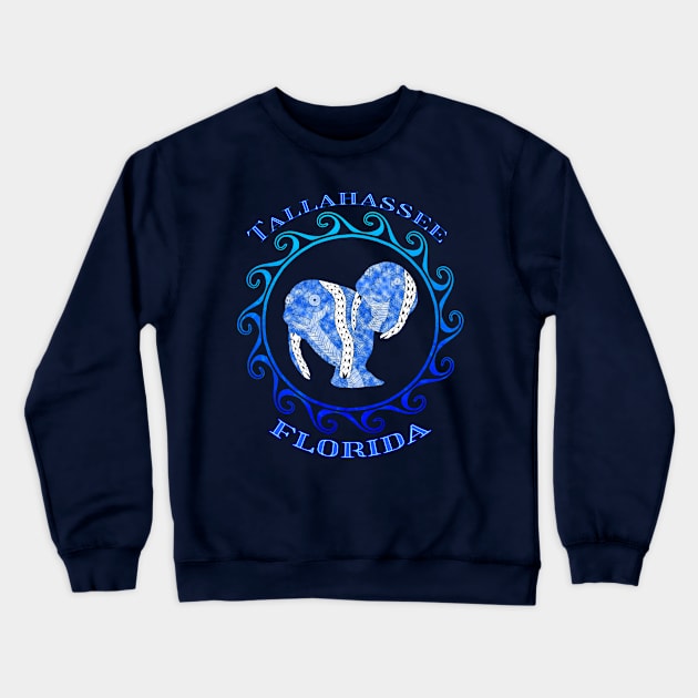 Tallahassee Florida Vacation Tribal Manatees Crewneck Sweatshirt by macdonaldcreativestudios